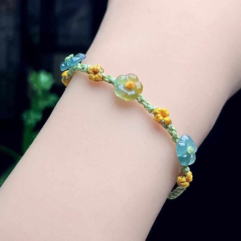 Bracelets - Myanmar Jadeite Flower Bracelet Real Jewelry