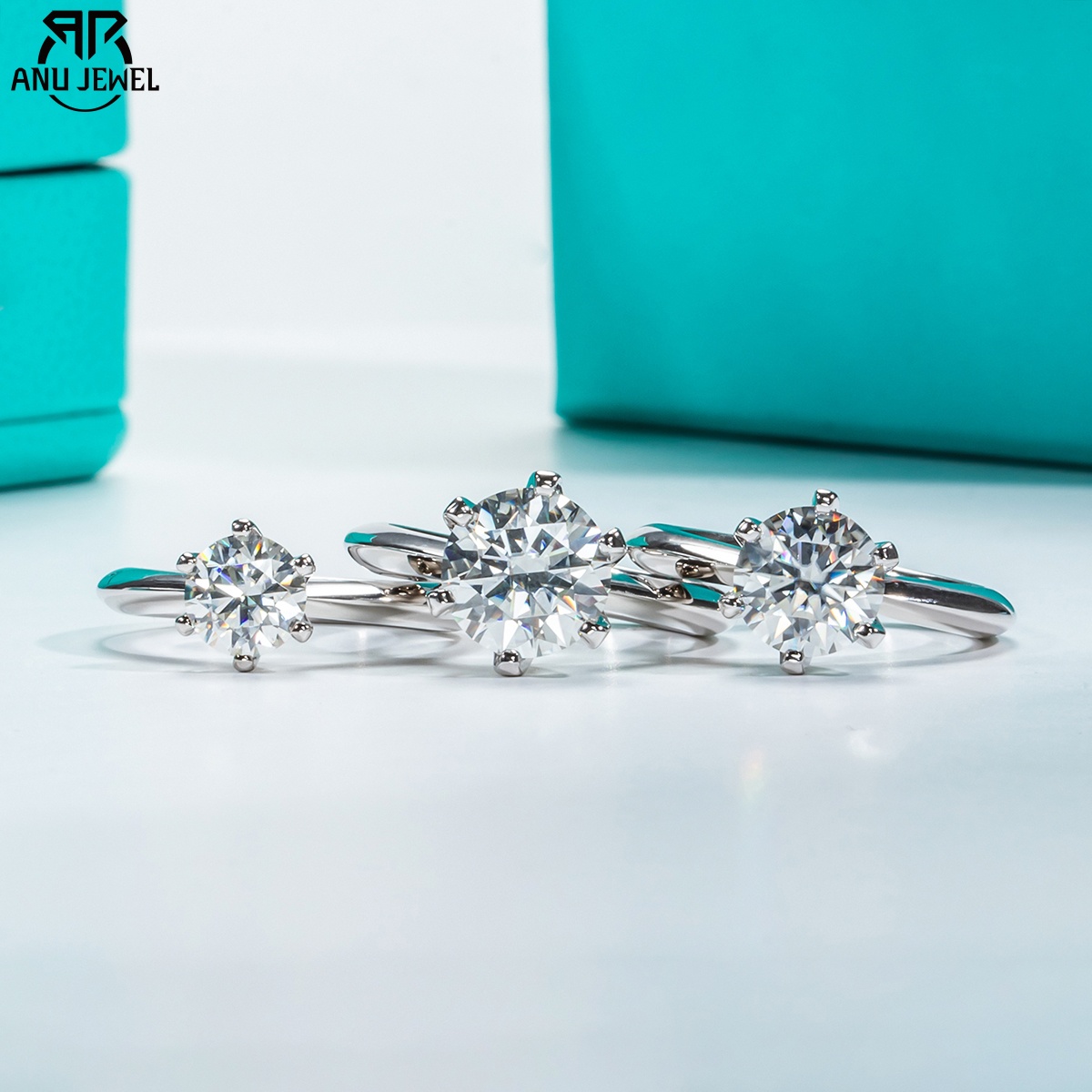 Moissanite Engagement Ring 1 Carat - AnuJewel 1ct 2ct 3ct 5ct Engagement