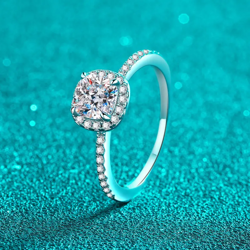 Moissanite Engagement Ring 1 Carat - S925 Sterling Silver Moissanite Ring for