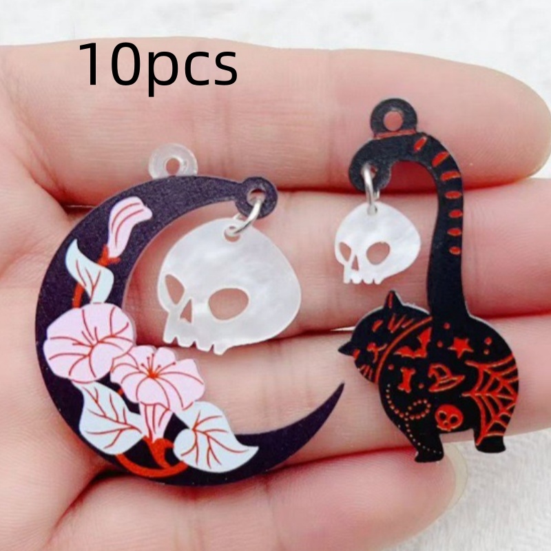 10pcs Halloween Acrylic Ghost  - Earrings ulasan dan harga