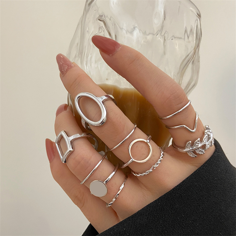Metal Bead Punk Ring Set Slive - Vintage Punk Knuckle Rings Set ulasan dan harga