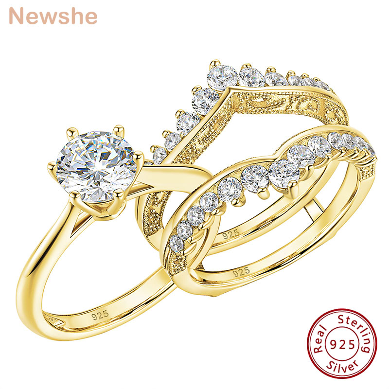 Newshe 14k Yellow Gold Plated  - Moissanite Engagement Ring 1 Carat ulasan dan harga