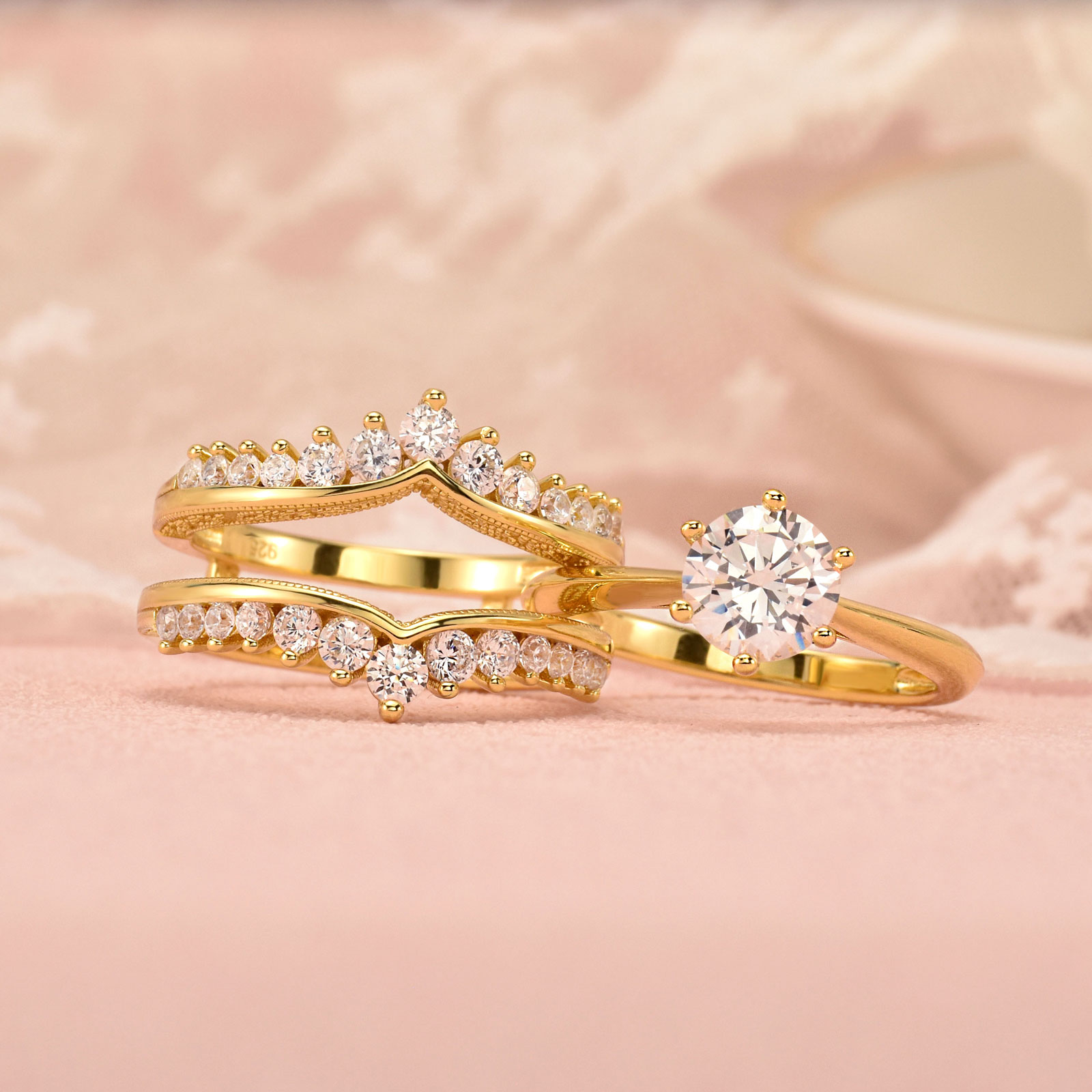 Newshe 14k Yellow Gold Plated  - Moissanite Engagement Ring 1 Carat ulasan dan harga