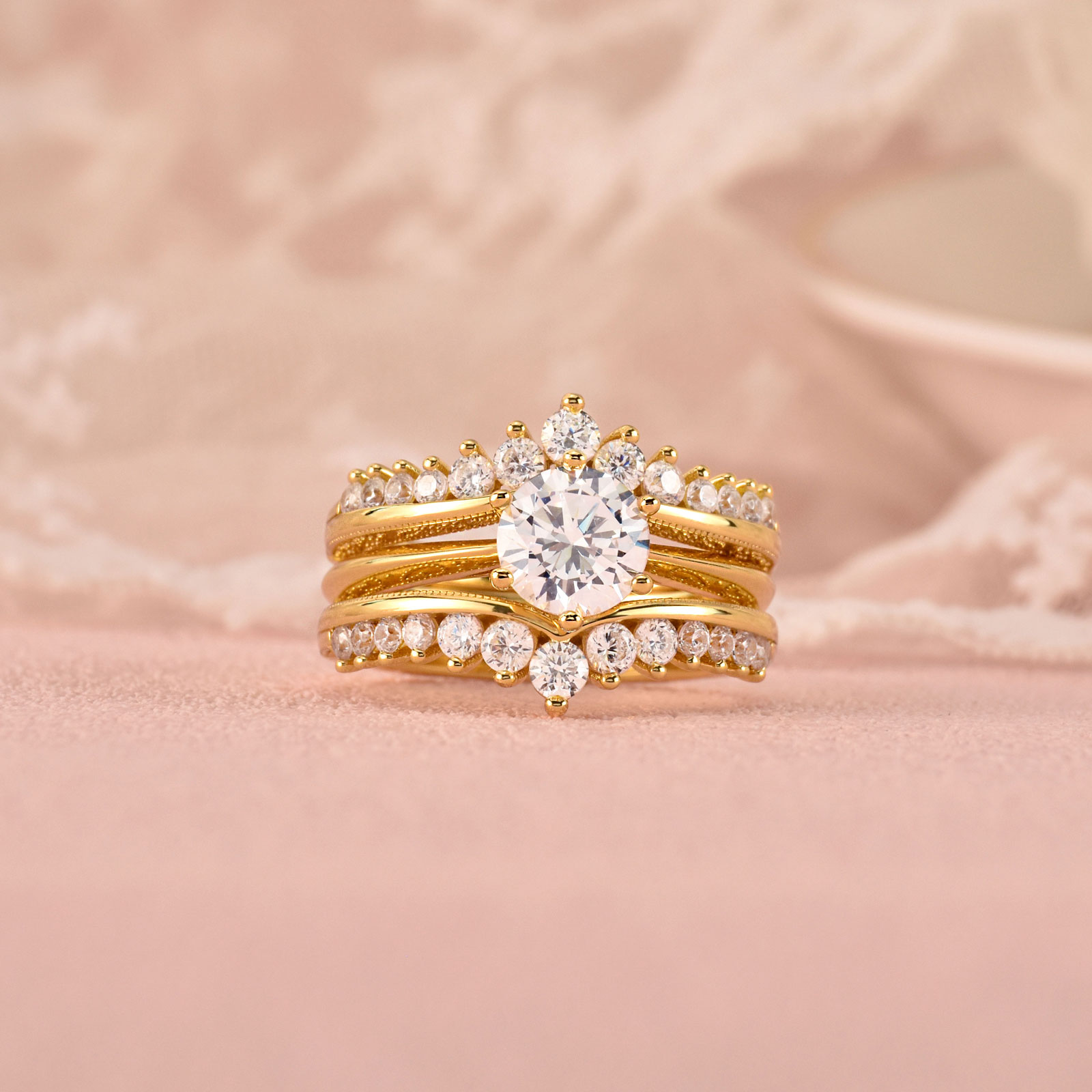 Newshe 14k Yellow Gold Plated  - Moissanite Engagement Ring 1 Carat ulasan dan harga
