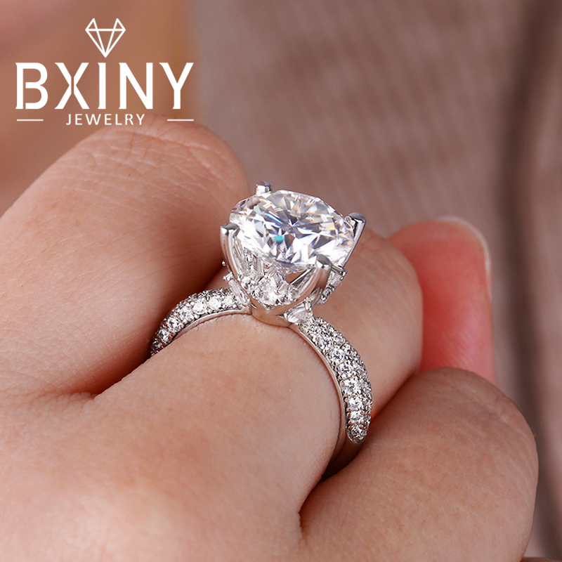 BXINY D Color 5CT Moissanite R - Moissanite Engagement Ring 1 Carat ulasan dan harga