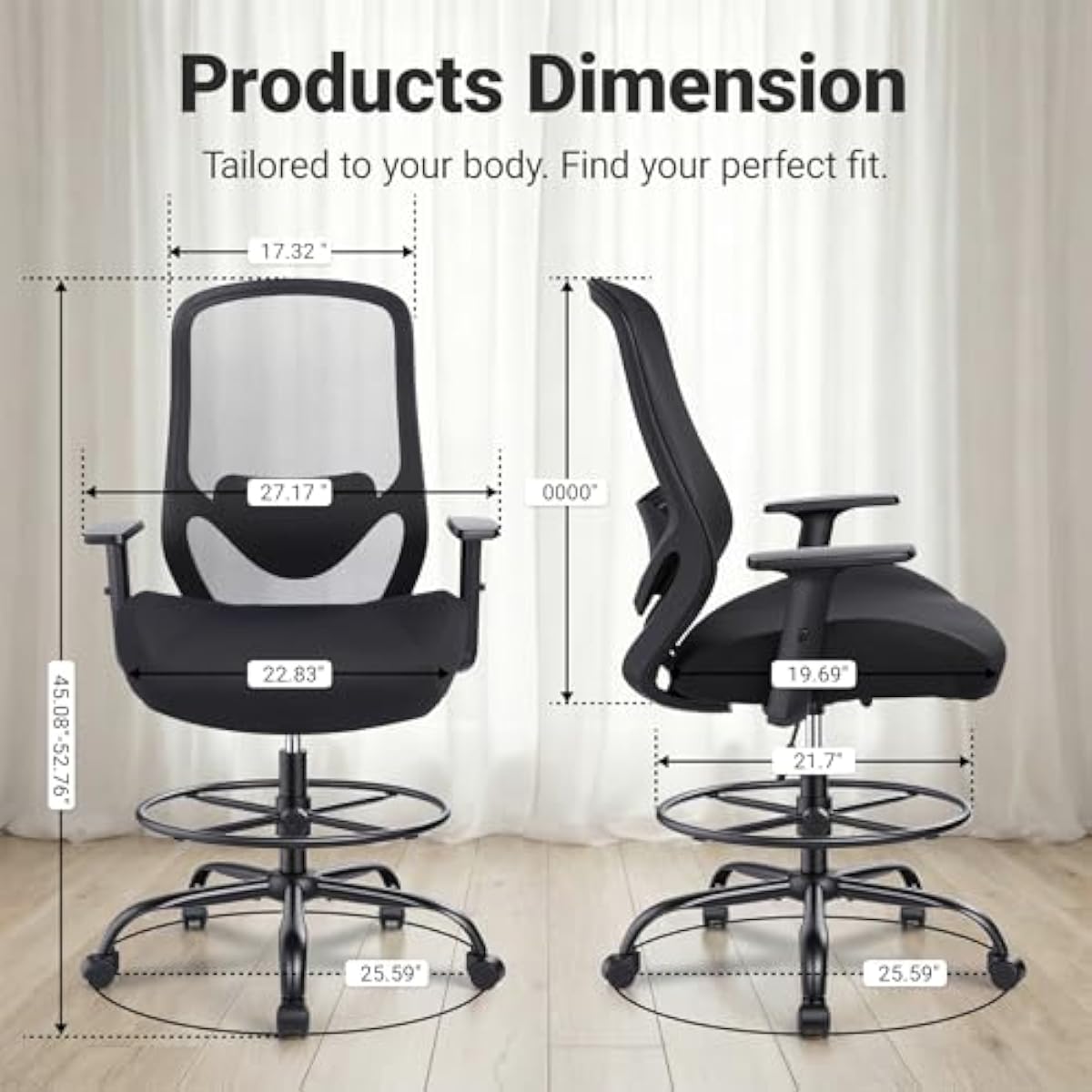 Ergonomic Tall Drafting Chair  - Rings ulasan dan harga