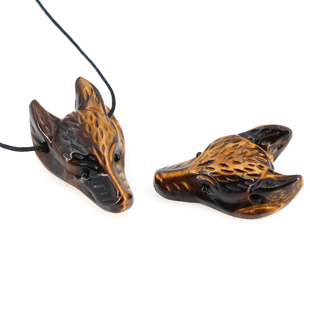 40mm Wolf Head Stone Pendant N - Crystal Pendant Necklace Natural Stone ulasan dan harga