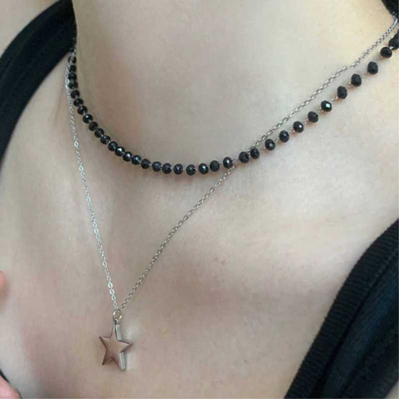 6Pcs Gothic Layered Necklace S - Layered Pendant Necklace Aesthetic ulasan dan harga