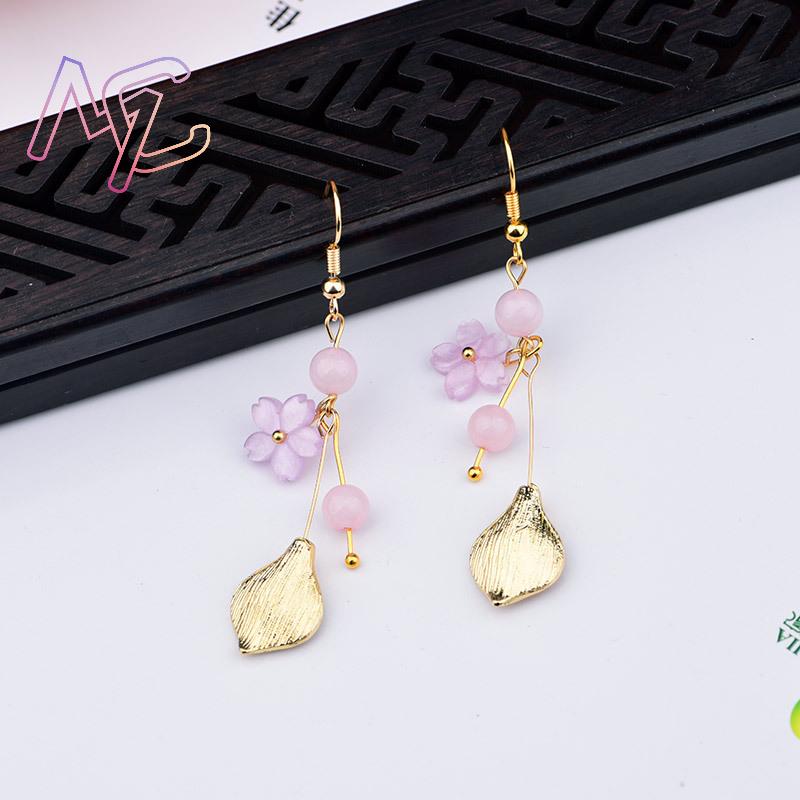 Pink Natural Jade Flower Earri - Earrings ulasan dan harga