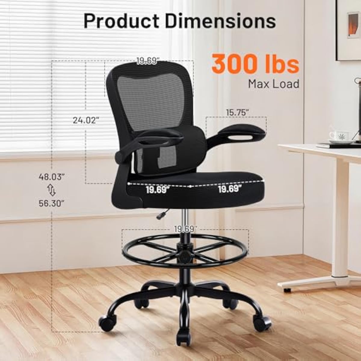 Ergonomic Drafting Chair with  - Rings ulasan dan harga