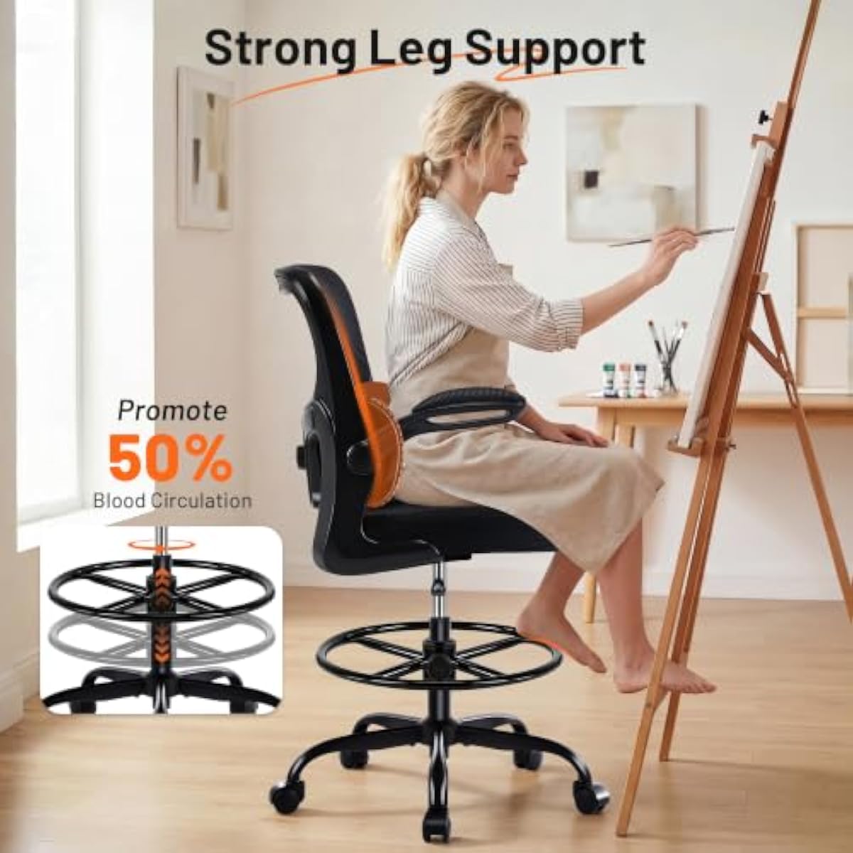 Ergonomic Drafting Chair with  - Rings ulasan dan harga