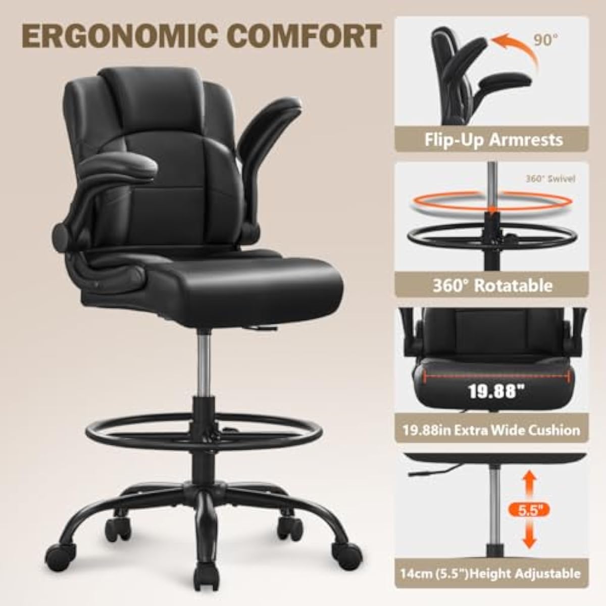 Ergonomic Tall Stool for Stand - Rings ulasan dan harga