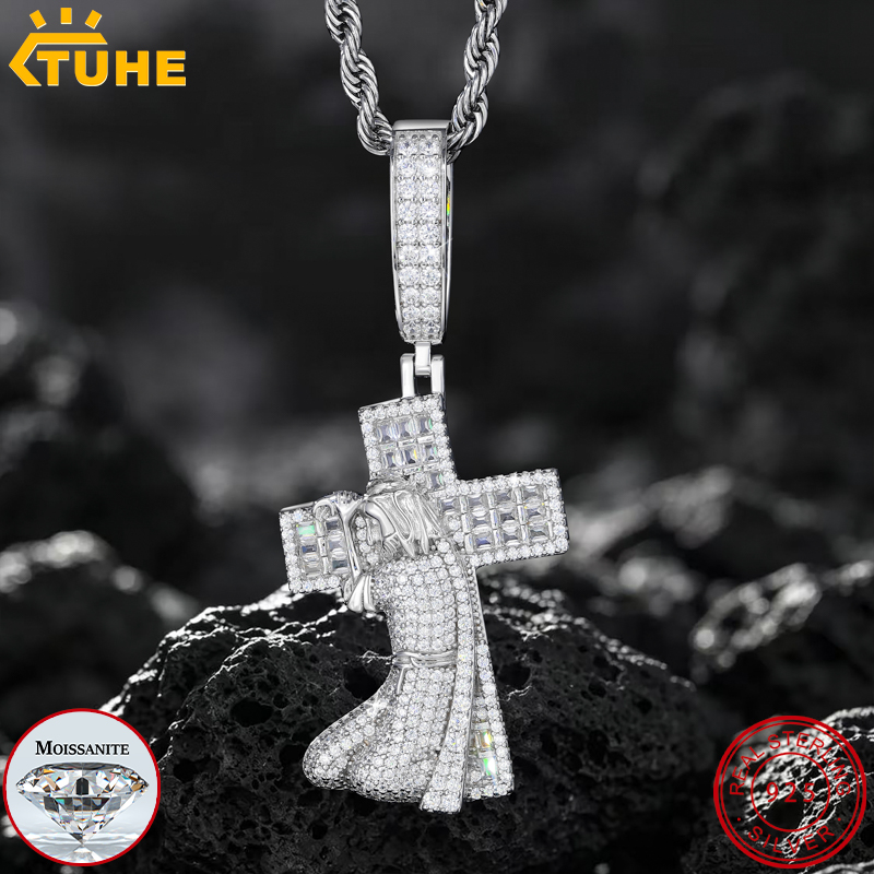 TUHE New Jesus Cross 925 Silve - 925 Sterling Silver Chain Necklace Men ulasan dan harga