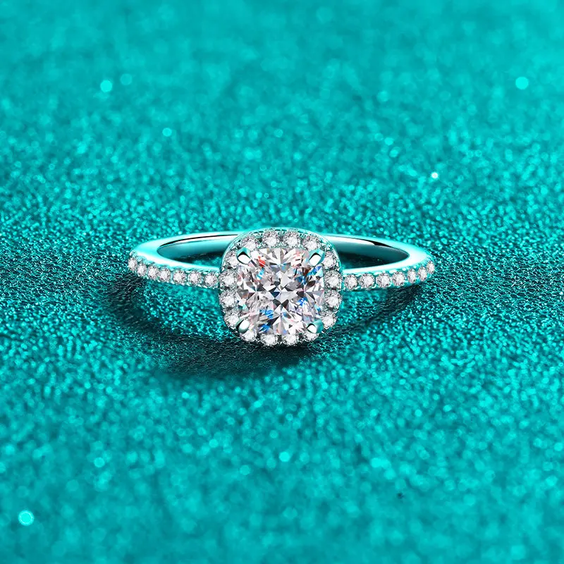S925 Sterling Silver Moissanit - Moissanite Engagement Ring 1 Carat ulasan dan harga