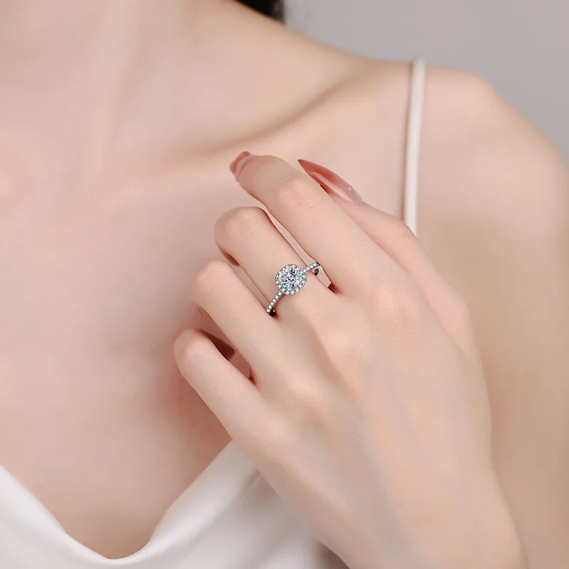S925 Sterling Silver Moissanit - Moissanite Engagement Ring 1 Carat ulasan dan harga