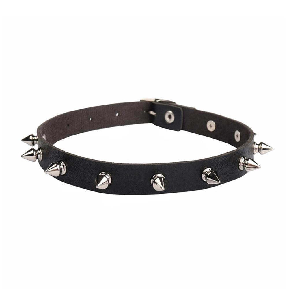 Black PU Leather Choker Neckla - Goth Punk Spike Choker ulasan dan harga