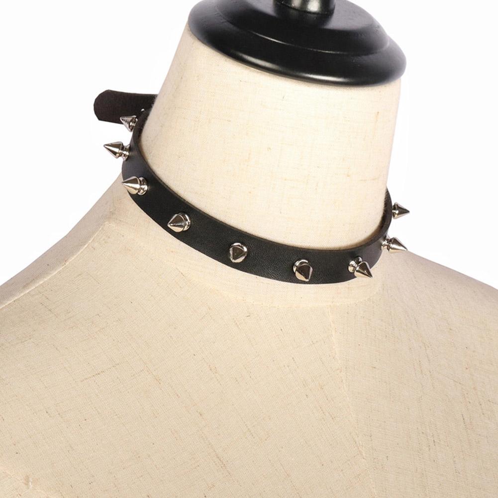 Black PU Leather Choker Neckla - Goth Punk Spike Choker ulasan dan harga