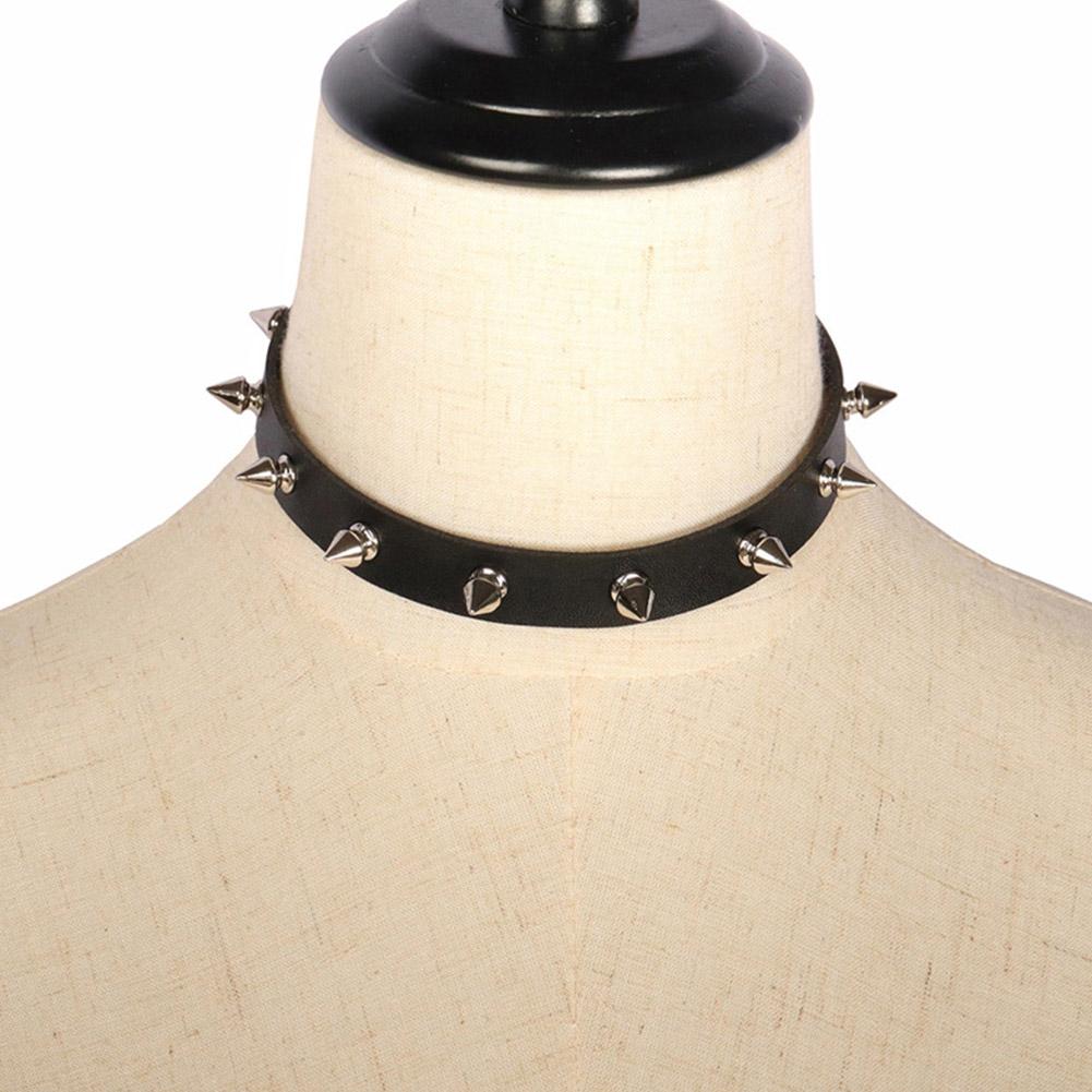 Black PU Leather Choker Neckla - Goth Punk Spike Choker ulasan dan harga