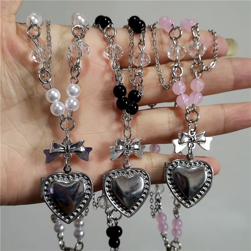 Goth Y2K Heart Locket Pendant  - Heart Locket Necklace Photo ulasan dan harga