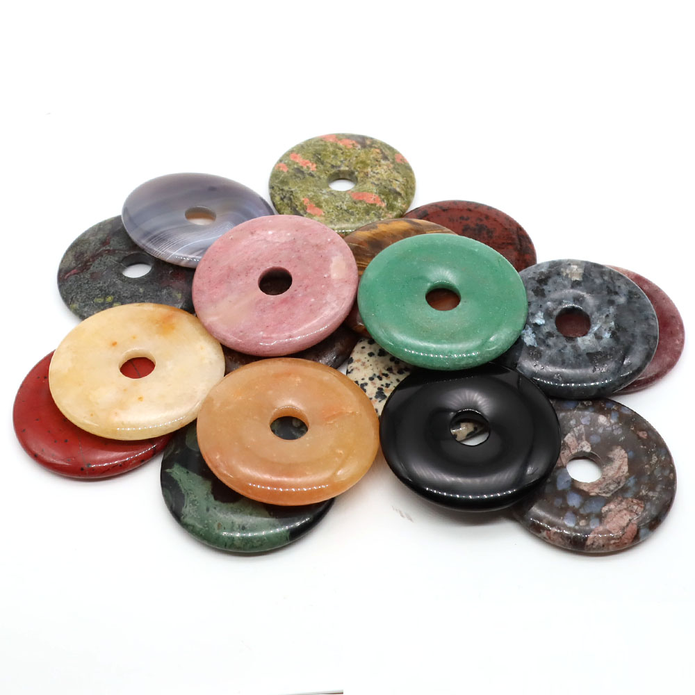50mm Natural Big Hole Stones T - Crystal Pendant Necklace Natural Stone ulasan dan harga